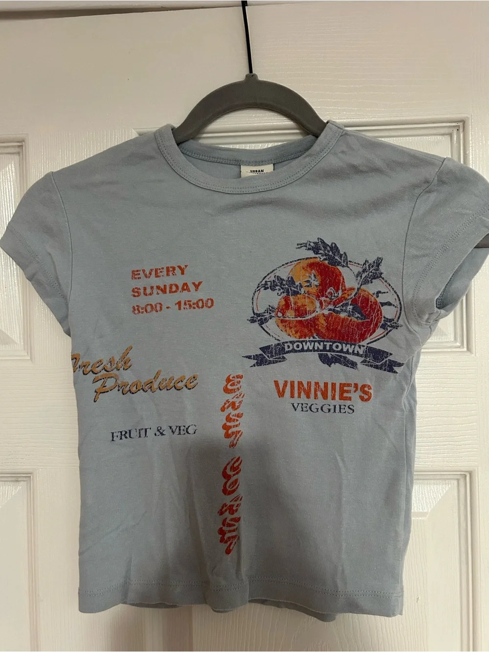 Urban Outfitters Light Blue Vinnie's Veggies Graphic Tee